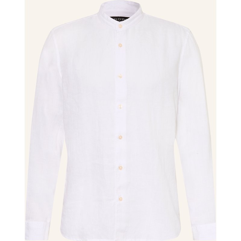 Marc O'polo Leinenhemd Regular Fit Mit Stehkragen weiss