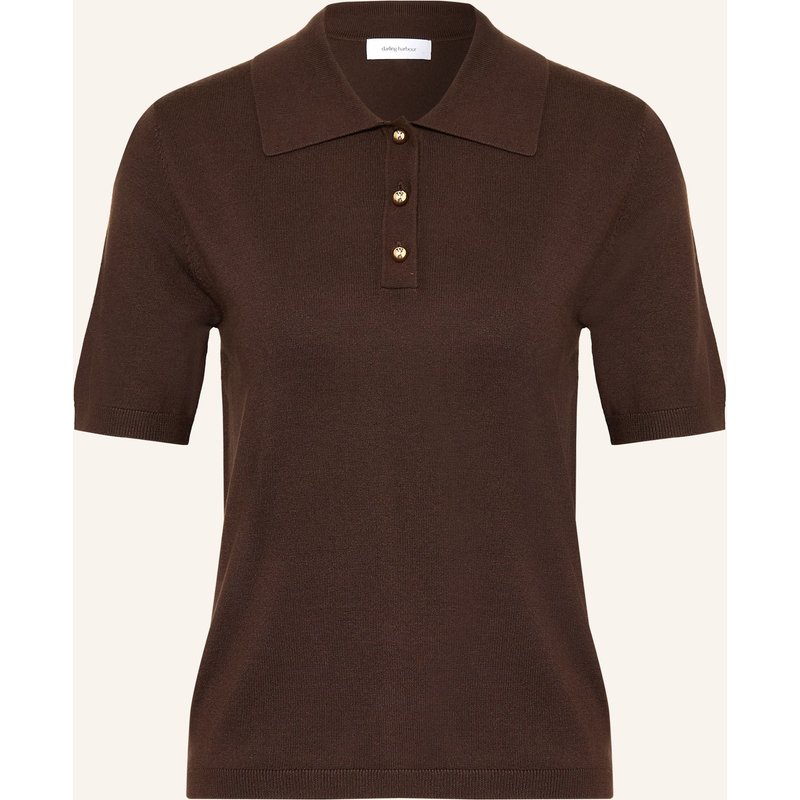Darling Harbour Strick-Poloshirt braun