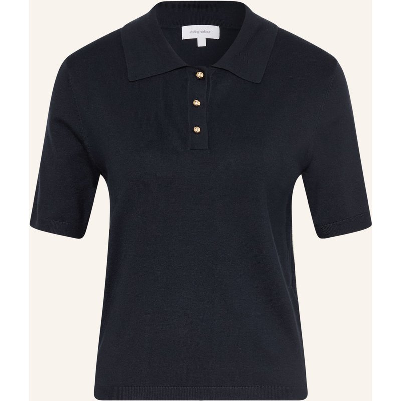 Darling Harbour Strick-Poloshirt blau