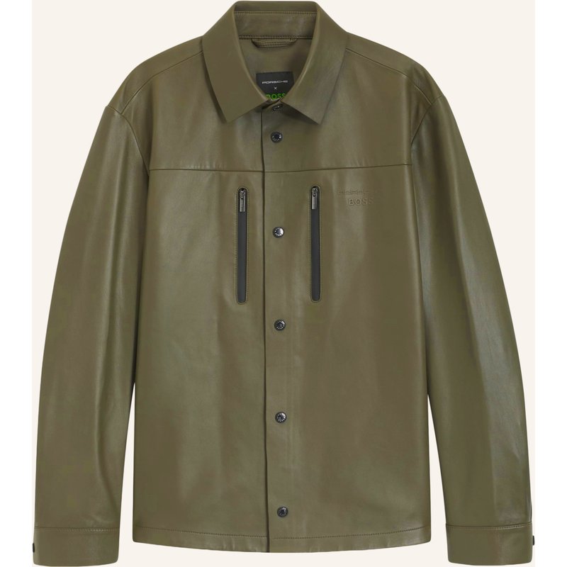 Boss Lederjacke gruen