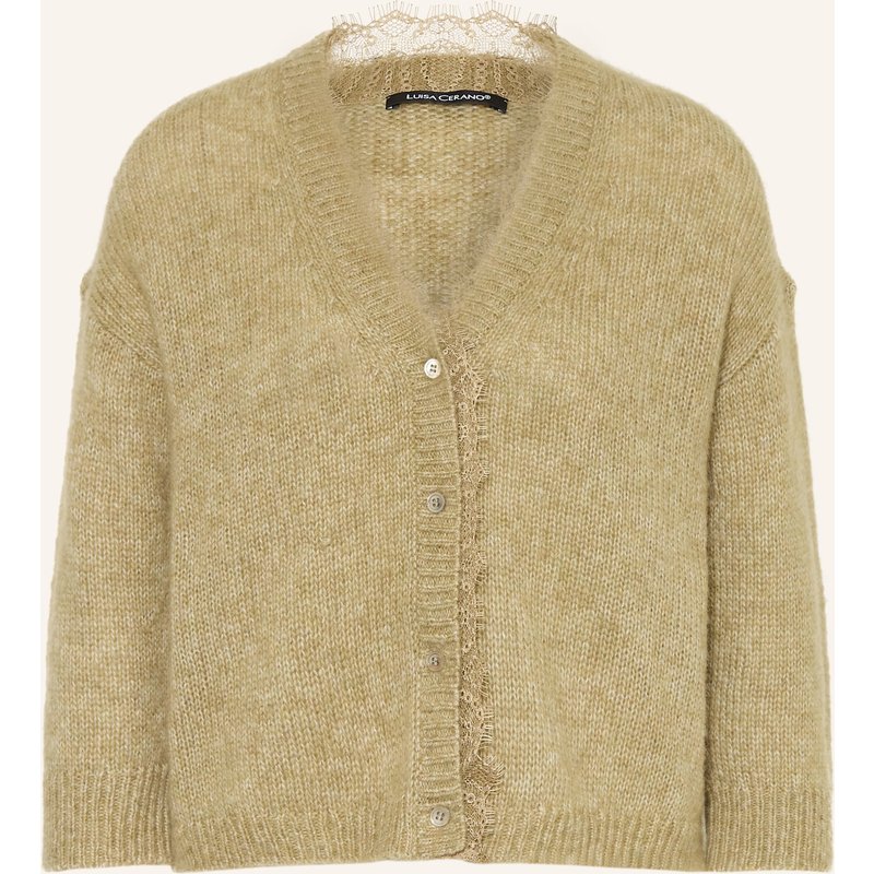 Luisa Cerano Strickjacke Mit Alpaka Und Spitze gruen