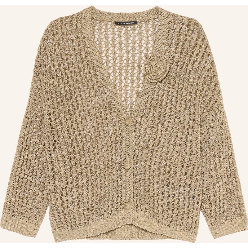 Luisa Cerano Strickjacke Aus Leinen Mit Glitzergarn gruen