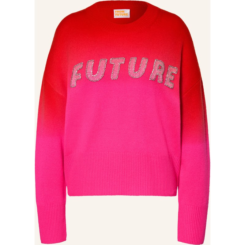 From Future Cashmere-Pullover Mit Schmucksteinen orange