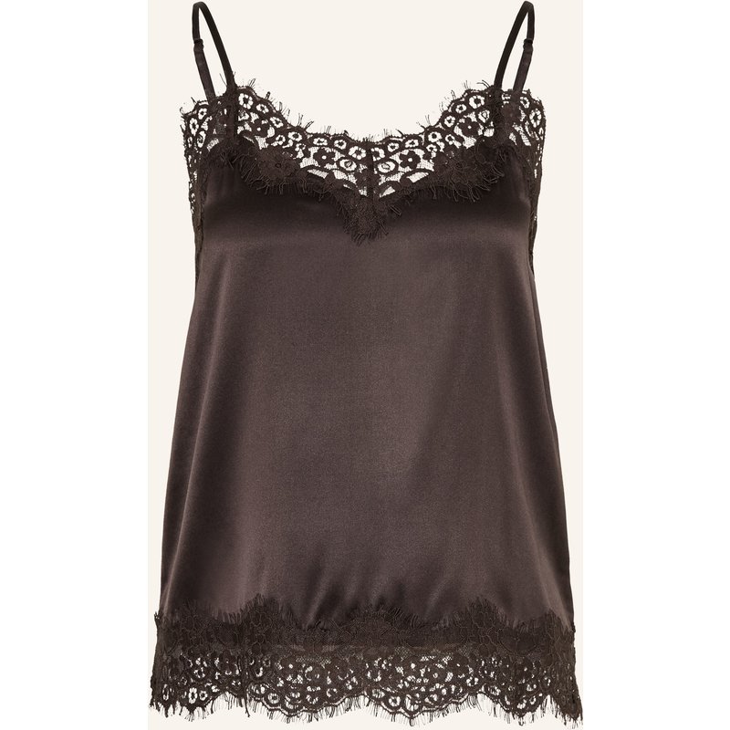 Darling Harbour Seidentop Aus Satin Mit Spitze braun