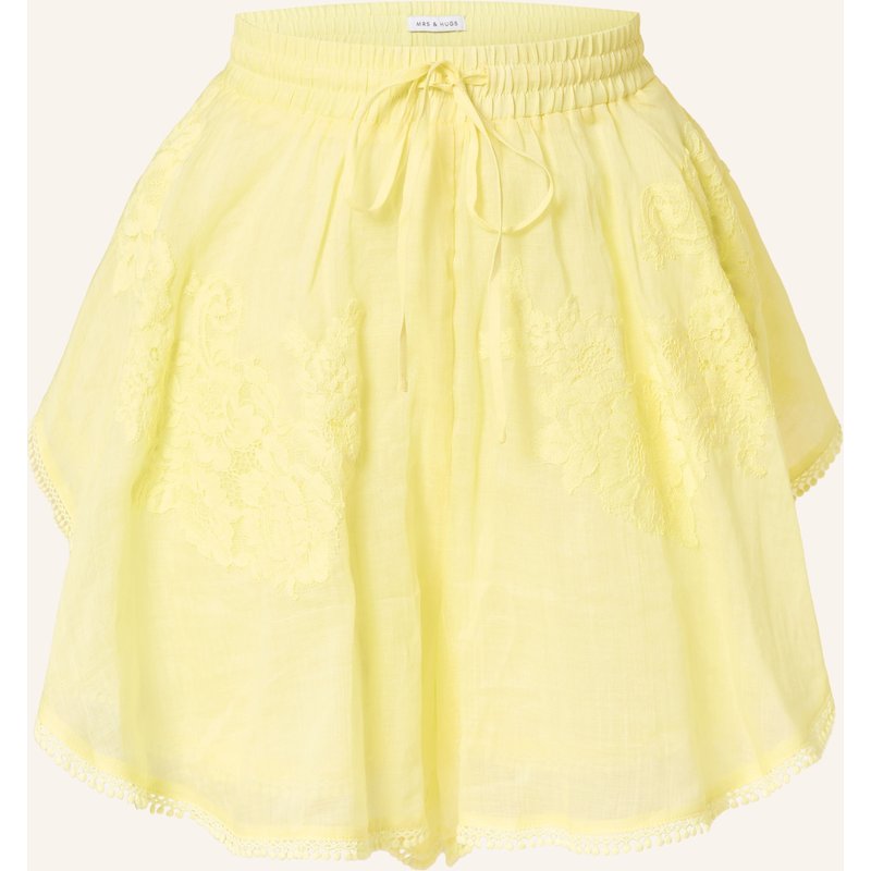 Mrs & Hugs Shorts Mit Spitze gelb