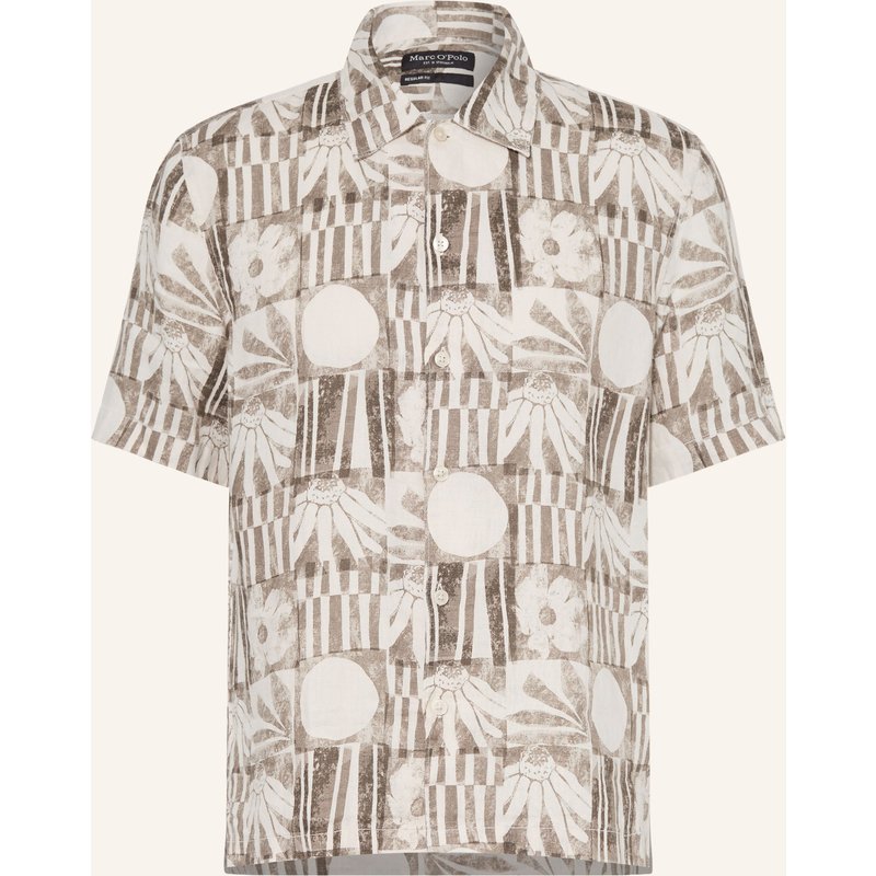 Marc O'polo Kurzarm-Hemd Regular Fit Aus Leinen braun
