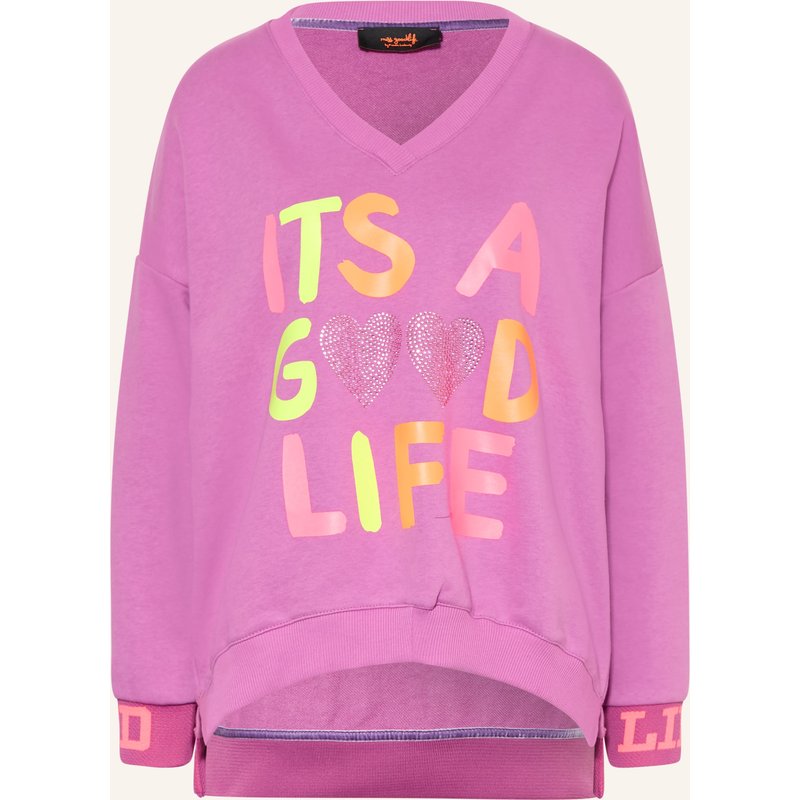 Miss Goodlife Sweatshirt Mit Schmucksteinen lila
