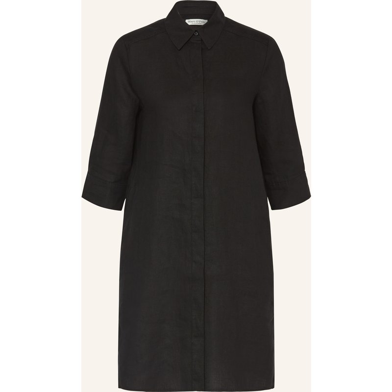 Marc O'polo Hemdblusenkleid Aus Leinen Mit 3/4-Arm schwarz