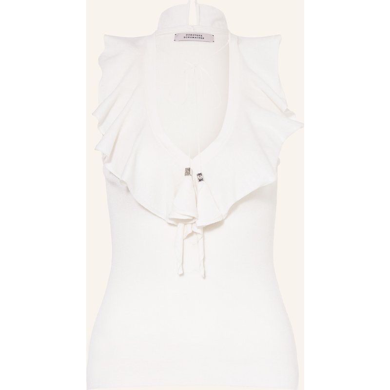 Dorothee Schumacher Stricktop Refined Essentials Mit Volants weiss
