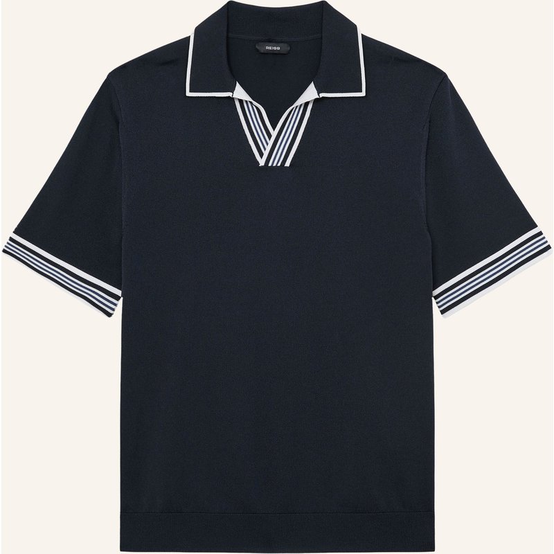Reiss Strick-Poloshirt Poole blau
