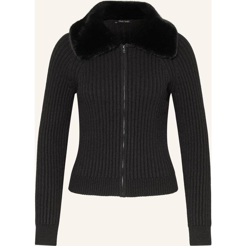 Marc Aurel Strickjacke Mit Abnehmbarem Kunstfell schwarz