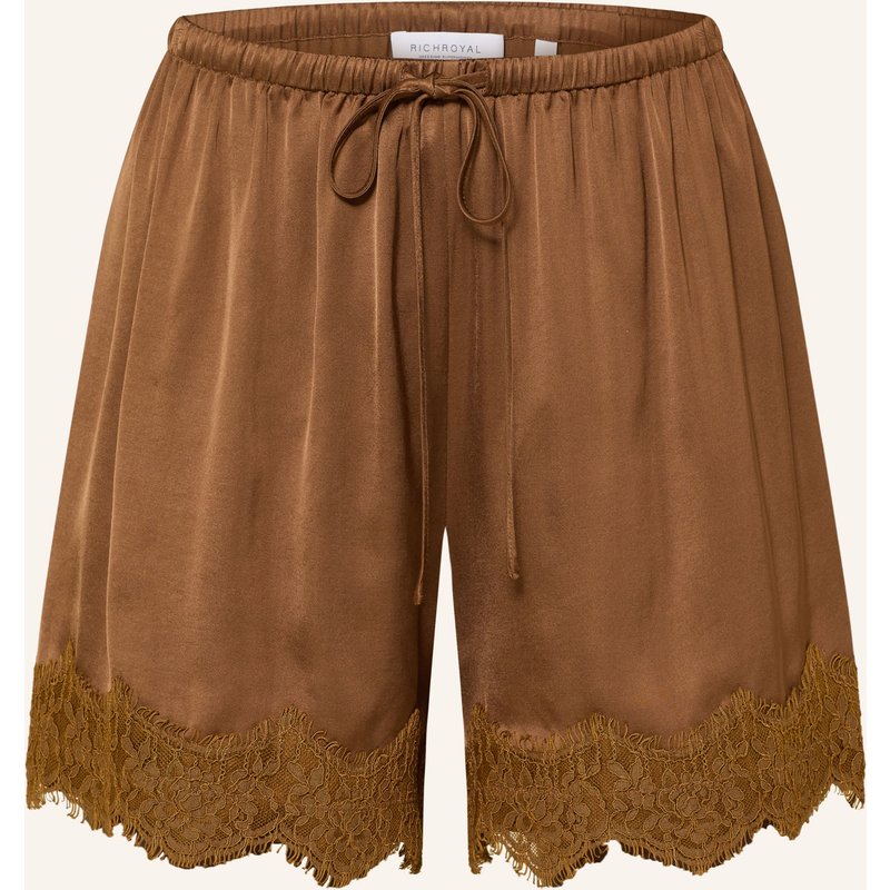 Rich & Royal Satinshorts Mit Spitze braun