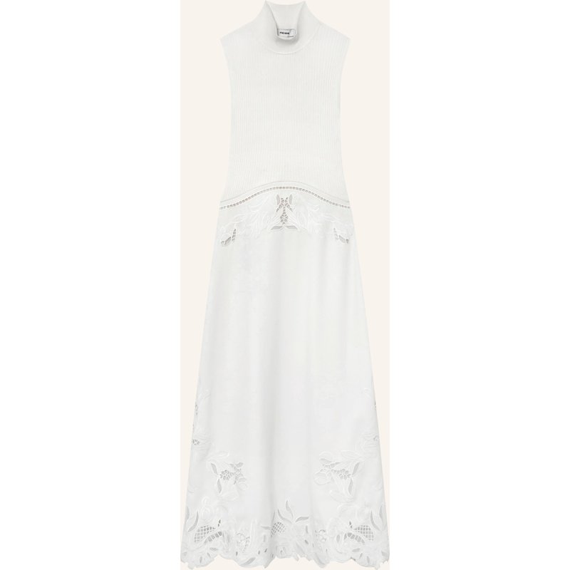 Reiss Kleid Phoenix Im Materialmix Mit Lochspitze beige
