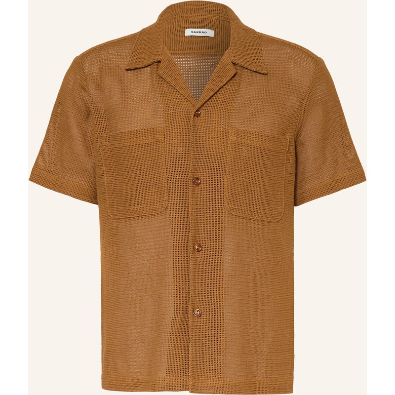 Sandro Resorthemd Regular Fit Aus Mesh braun