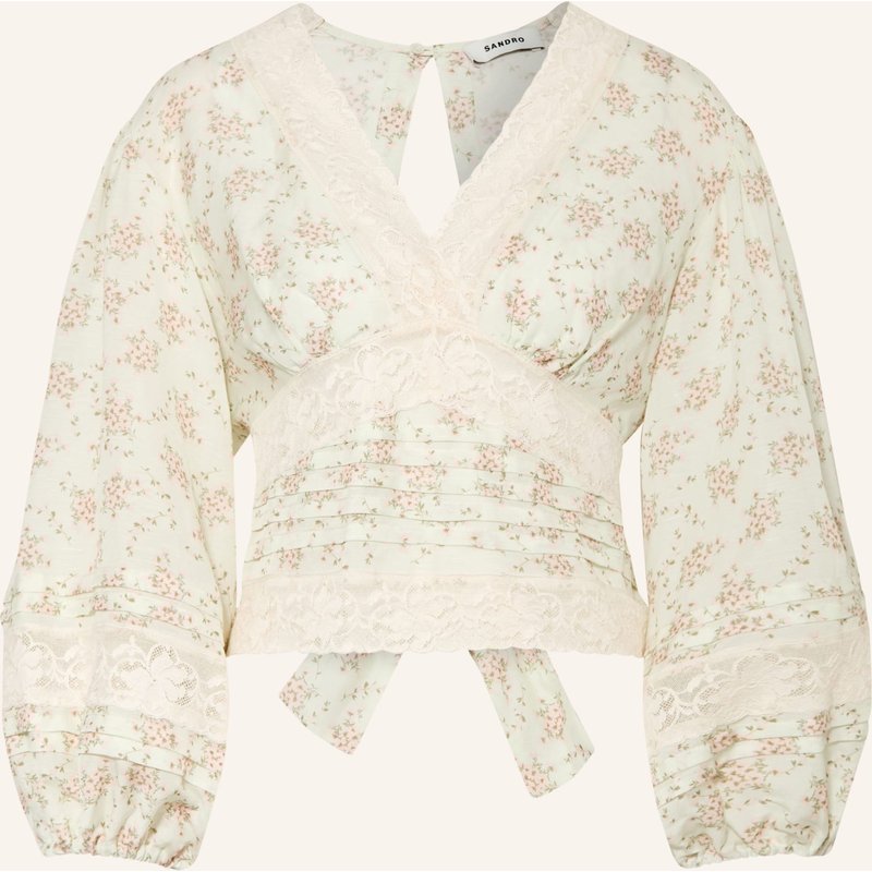 Sandro Blusenshirt Mit Leinen Und Spitze pink