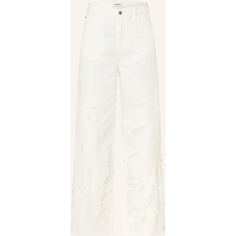 Sandro Wide Leg Jeans Mit Lochspitze weiss