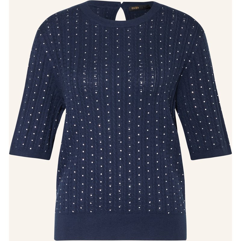 Maje Strickshirt Mit Schmucksteinen blau