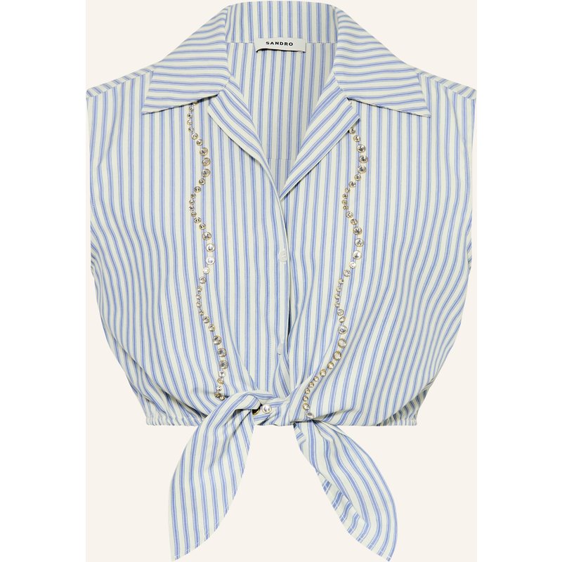 Sandro Cropped-Top Mit Schmucksteinen blau