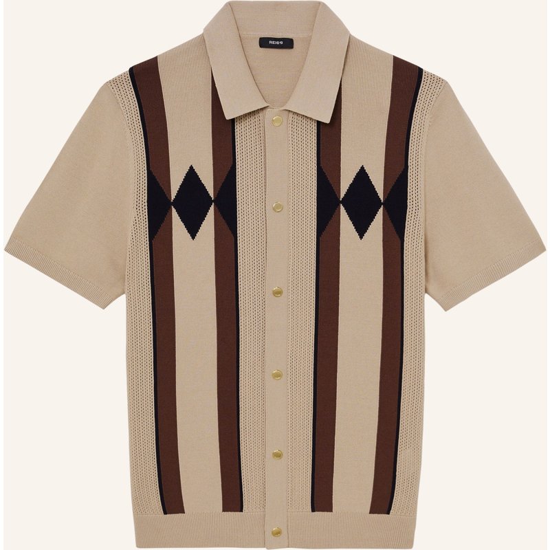 Reiss Strickhemd Axis Slim Fit braun