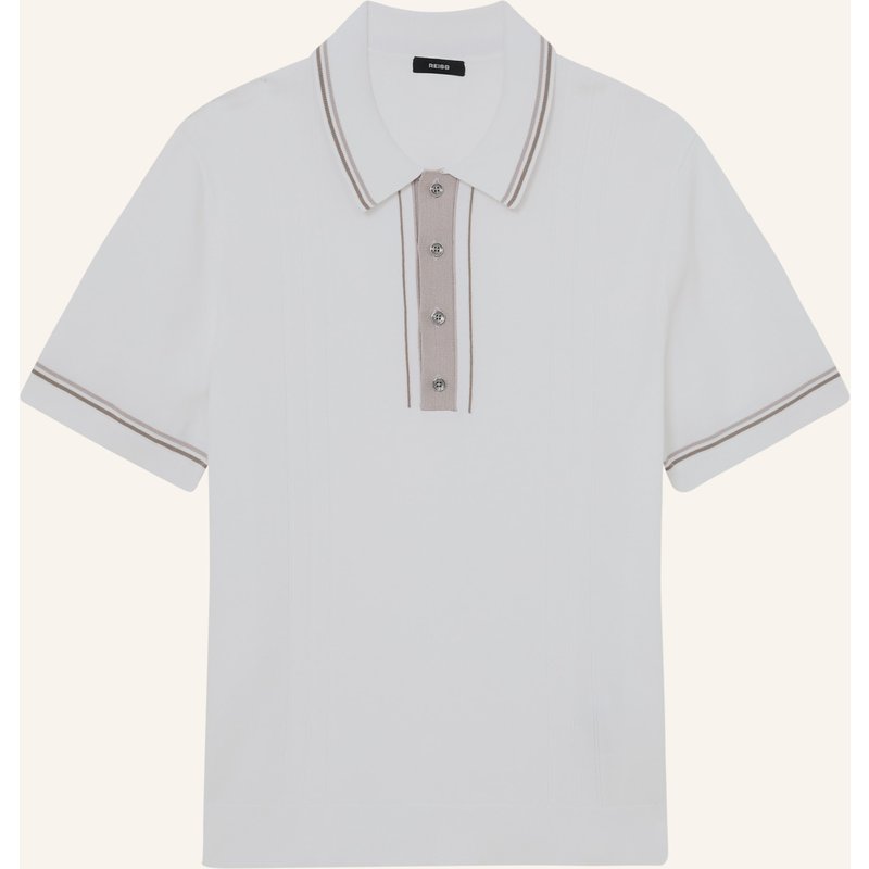 Reiss Strick-Poloshirt Rothwell weiss