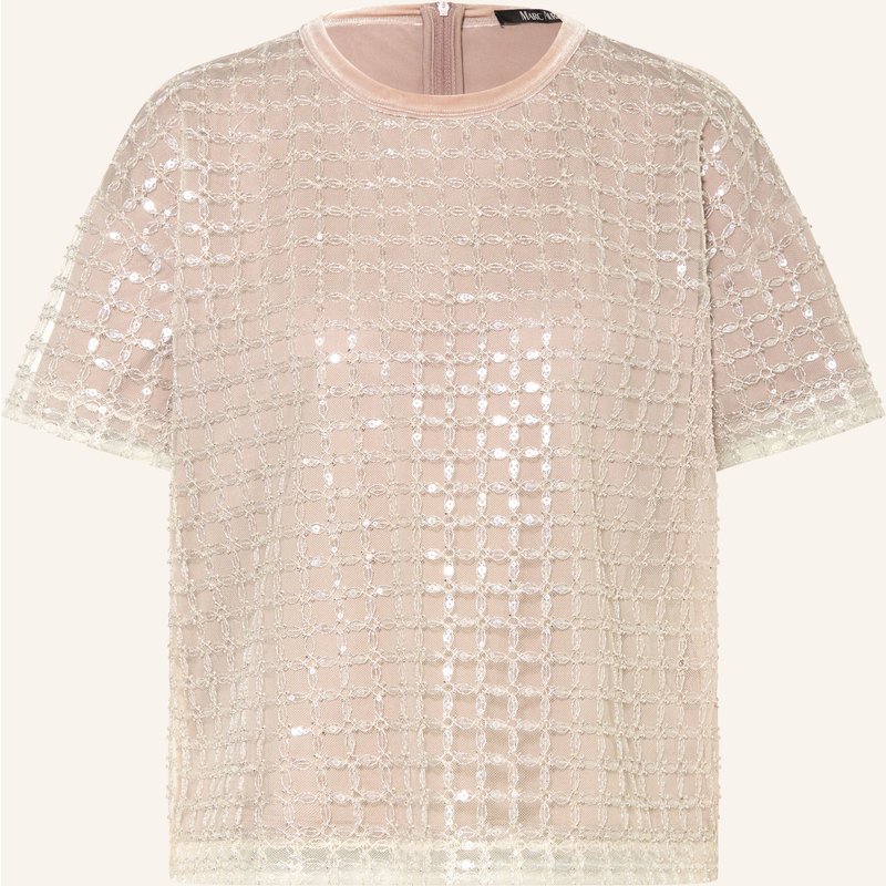 Marc Aurel Blusenshirt Aus Mesh Mit Pailletten beige