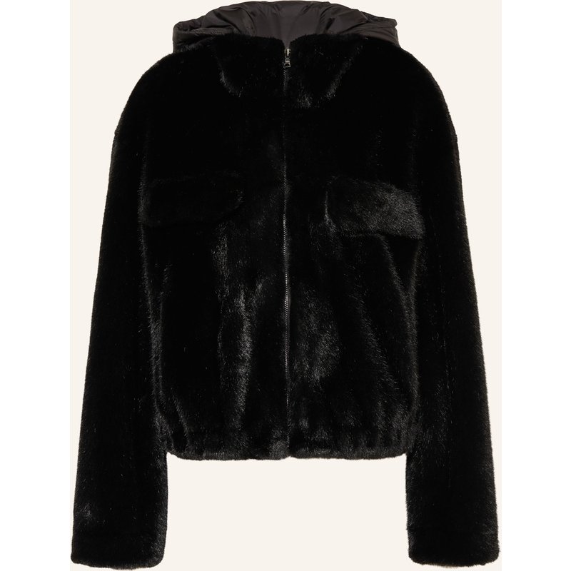 Marc Aurel Kunstfell-Jacke Mit Abnehmbarer Kapuze schwarz