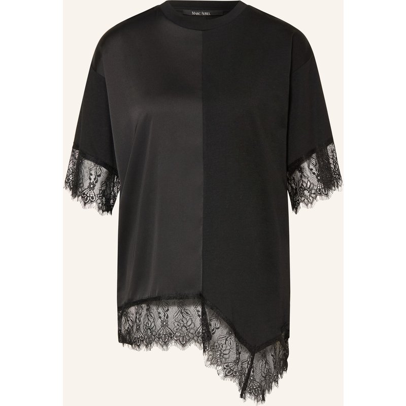 Marc Aurel T-Shirt Im Materialmix Mit Spitze schwarz