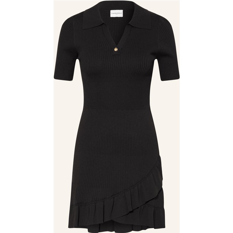 Claudie Pierlot Strick-Polokleid Mit Rüschen schwarz