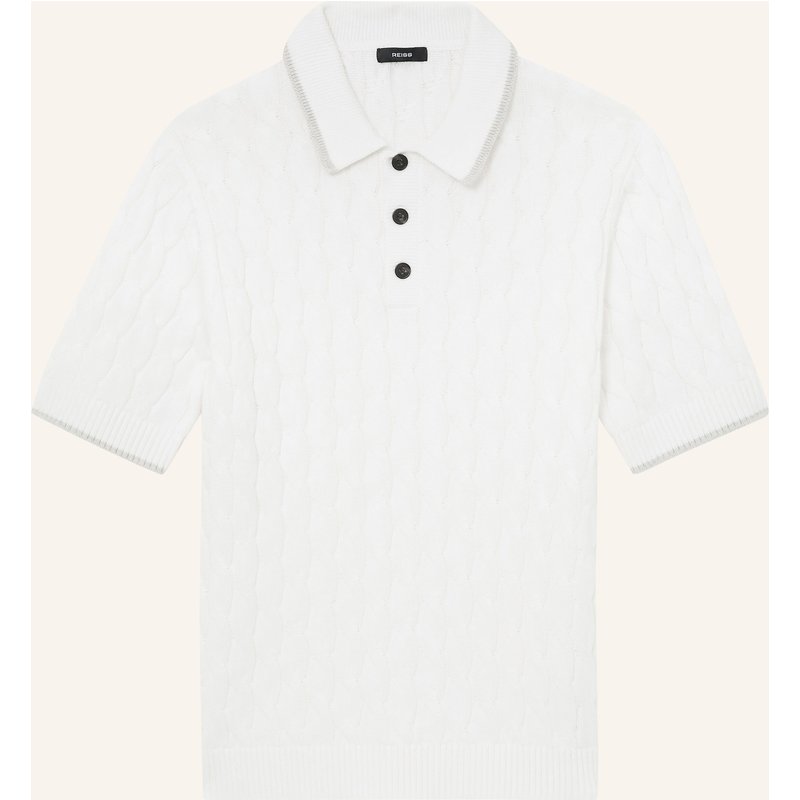 Reiss Strick-Poloshirt Denby weiss