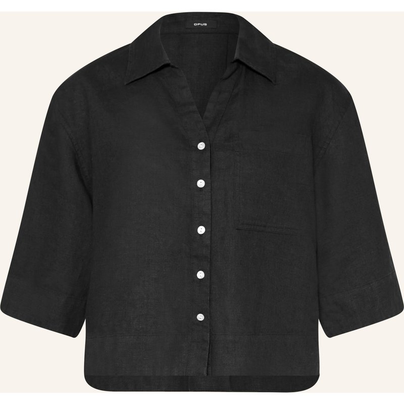 Opus Blusenshirt Flippa Aus Leinen schwarz