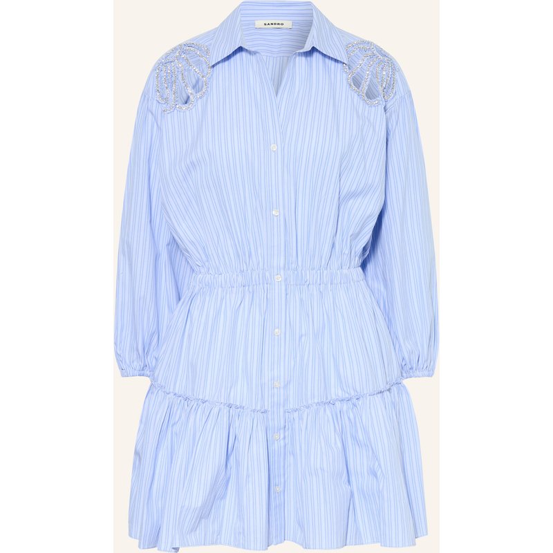 Sandro Hemdblusenkleid Mit Schmucksteinen Und 3/4-Arm blau