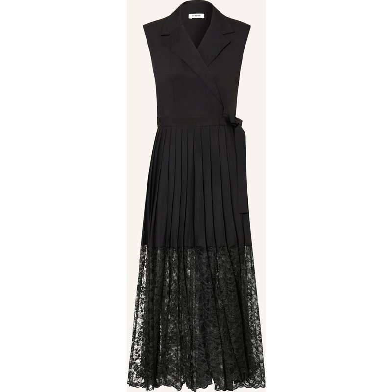 Sandro Kleid Mit Plissees Und Spitze schwarz