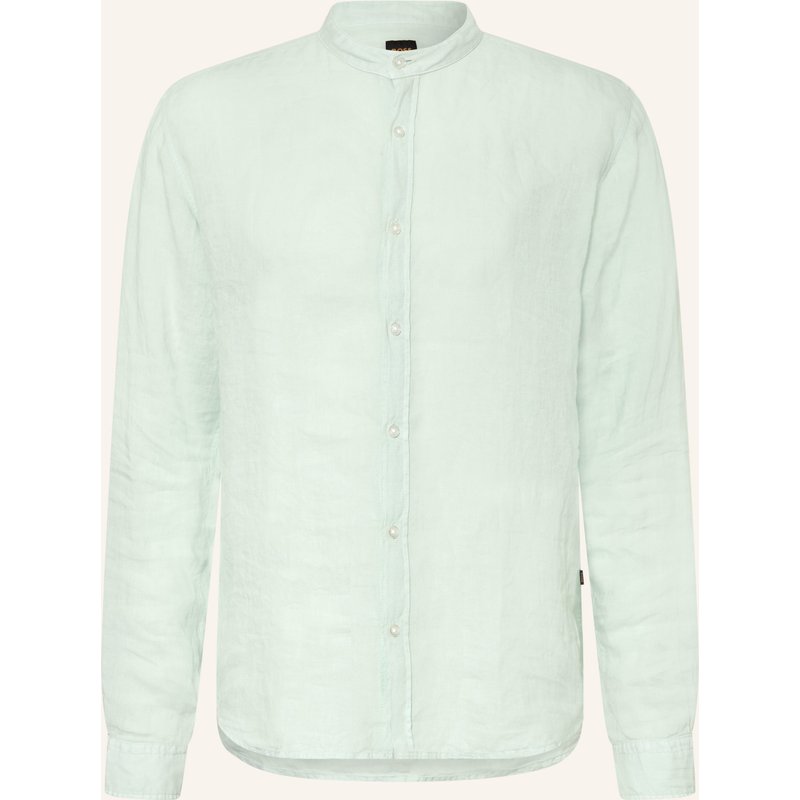 Boss Leinenhemd Race Regular Fit Mit Stehkragen blau