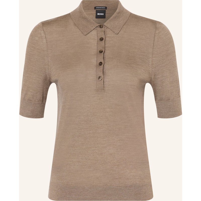 Boss Poloshirt Fidenka Aus Merinowolle beige