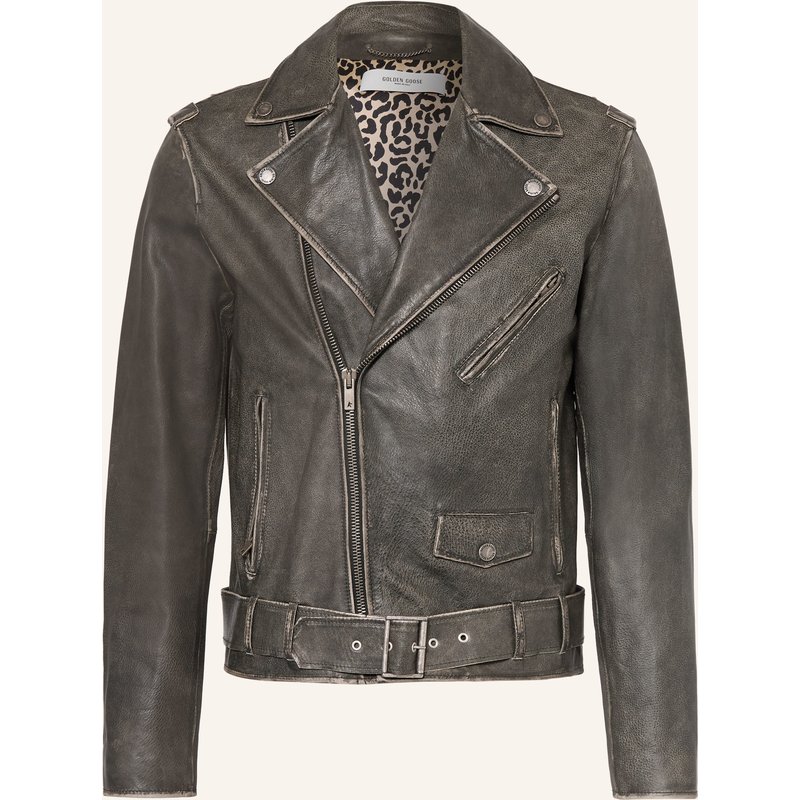 Golden Goose Lederjacke Chiodo Golden schwarz