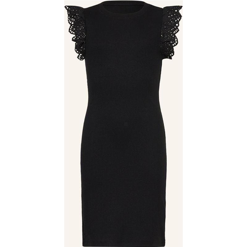 Only Jerseykleid Mit Lochspitze Und Rüschen schwarz