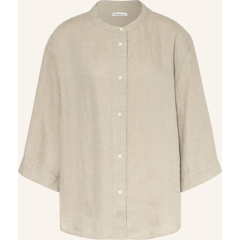 Knowledgecotton Apparel Leinenbluse Mit 3/4-Arm gruen