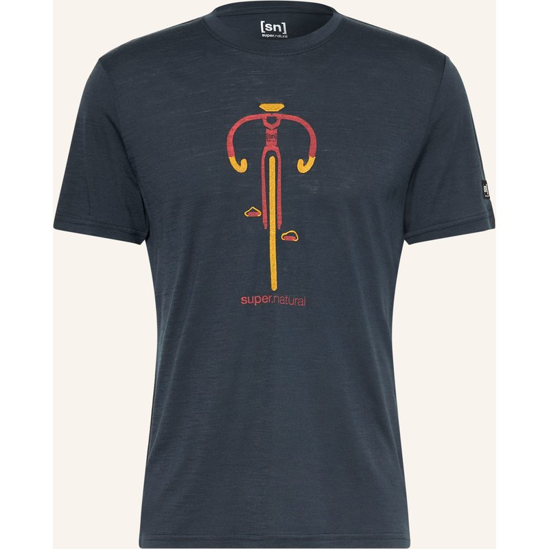 Super.Natural T-Shirt Vintage Bike Mit Merinowolle blau