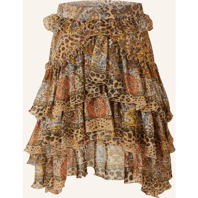 Etro Seidenrock Mit Rüschen braun