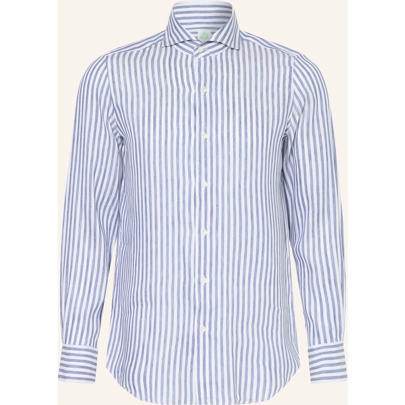 Finamore 1925 Hemd Tokyo Sergio Slim Fit Mit Leinen blau