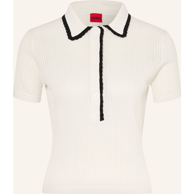 Hugo Strick-Poloshirt Slysa weiss