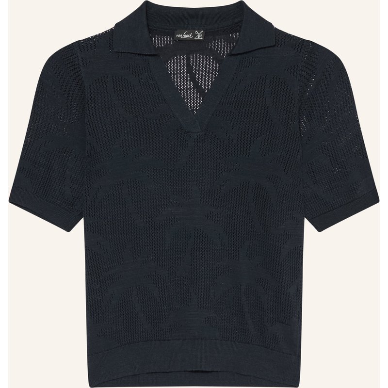 Van Laack Strick-Poloshirt Vl-Saidas-Xx Mit Leinen blau