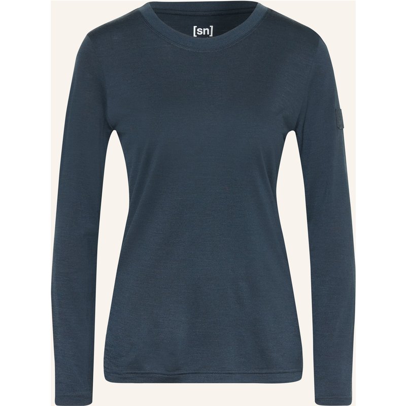 Super.Natural Longsleeve Casual Rib Mit Merinowolle blau