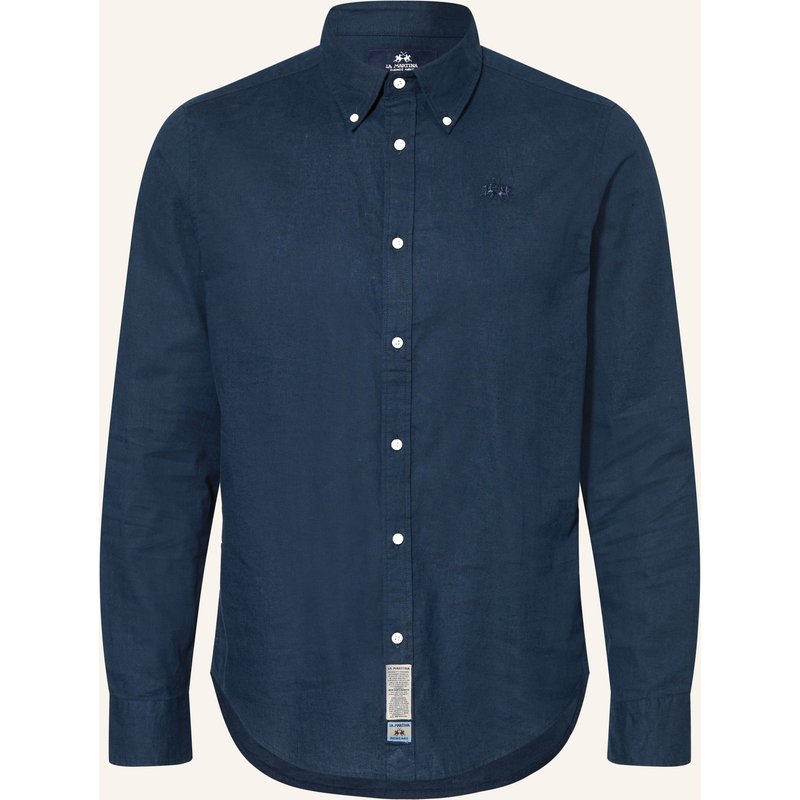 La Martina Hemd Regular Fit Mit Leinen blau
