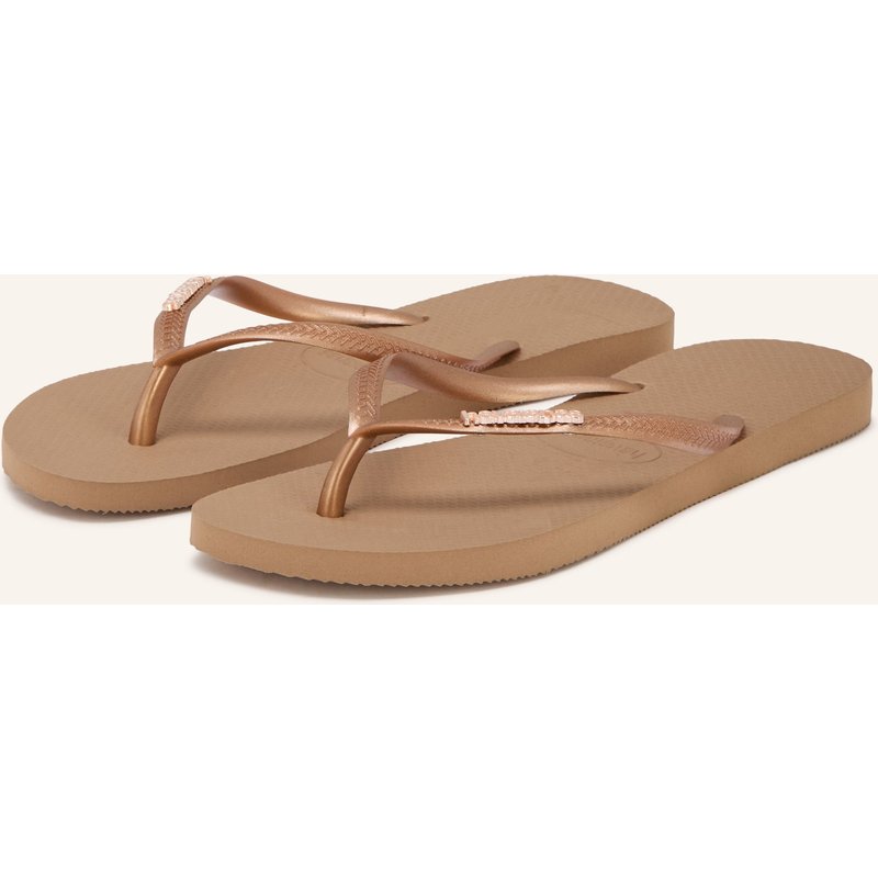 Havaianas Zehentrenner Slim Logo Metallic rosa