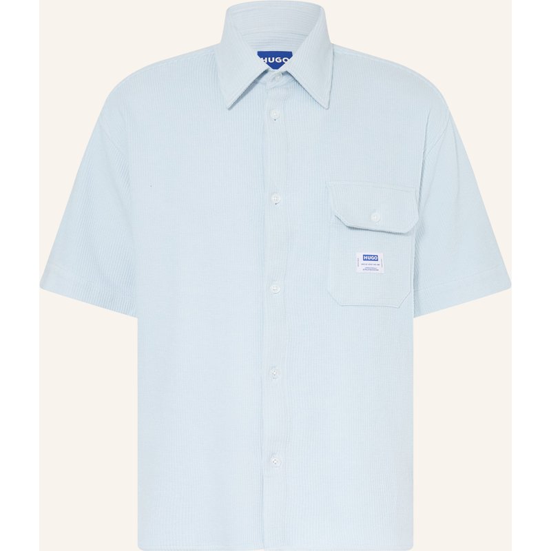 Hugo Strickhemd Ebaffino Comfort Fit blau