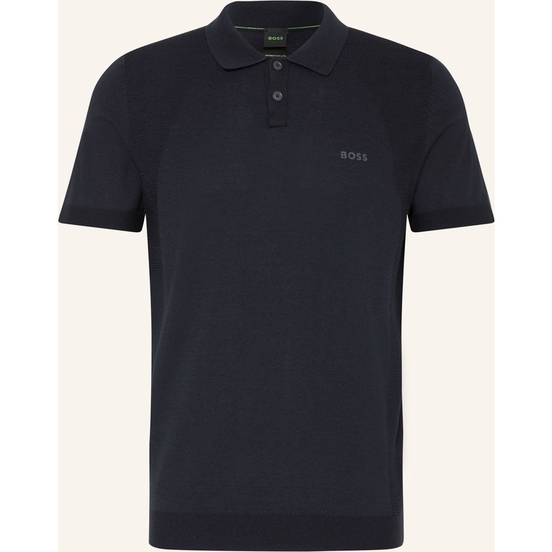 Boss Strick-Poloshirt Momentum Lite Regular Fit blau