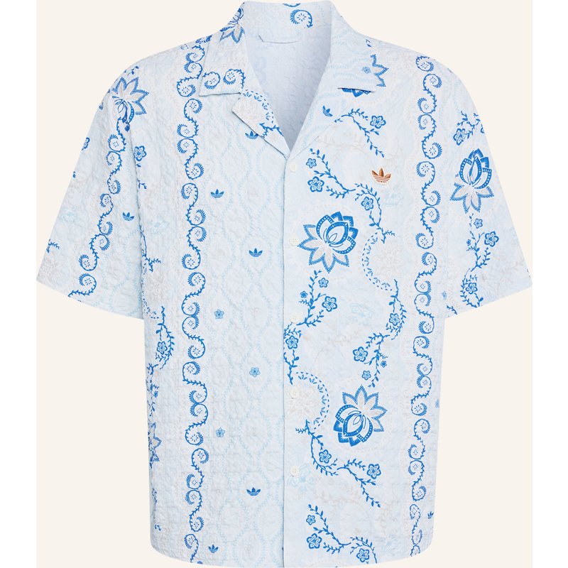 Adidas Originals Resorthemd Printed Seersucker Comfort Fit blau