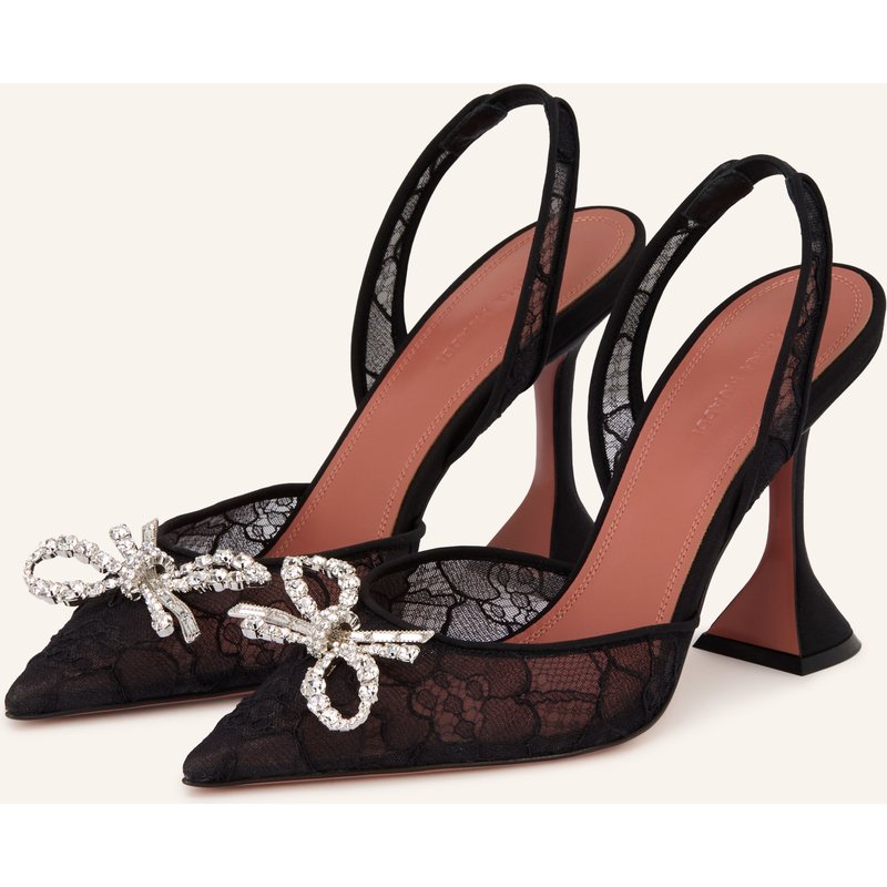 Amina Muaddi Slingpumps Rosie Lace 95 Mit Schmucksteinen schwarz