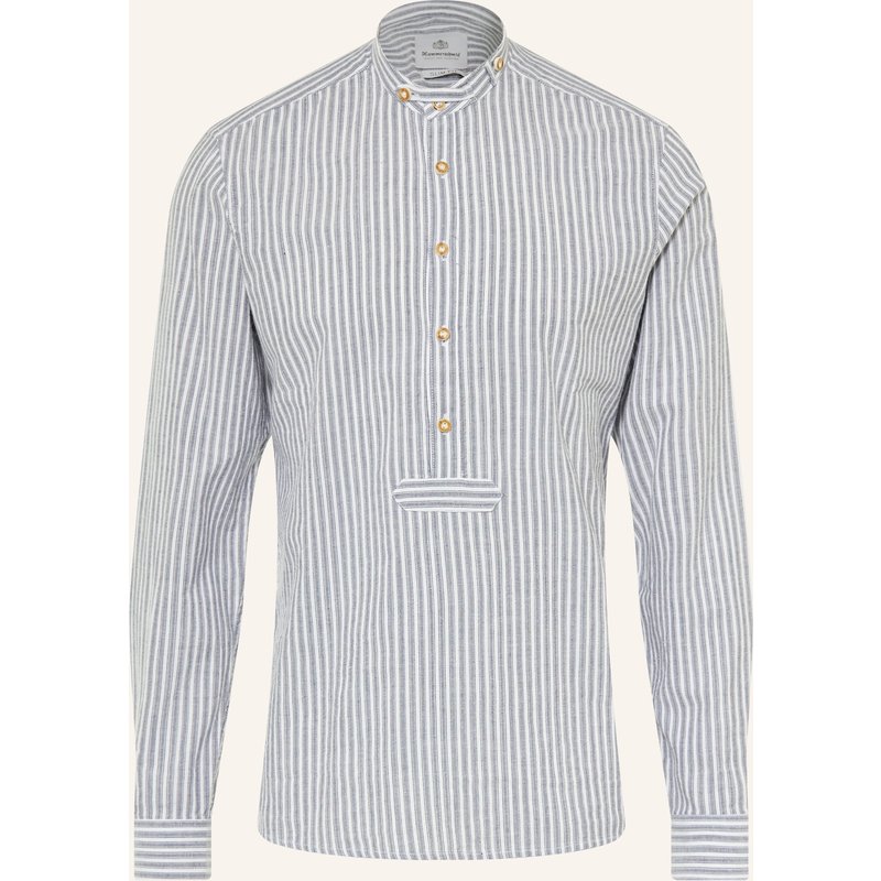Hammerschmid Trachtemhemd Slim Fit Mit Stehkragen blau